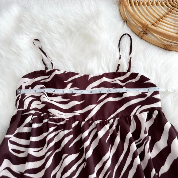 Resa Zebra Print Ruffle Mini Dress Brown White Pockets - Picture 8 of 9